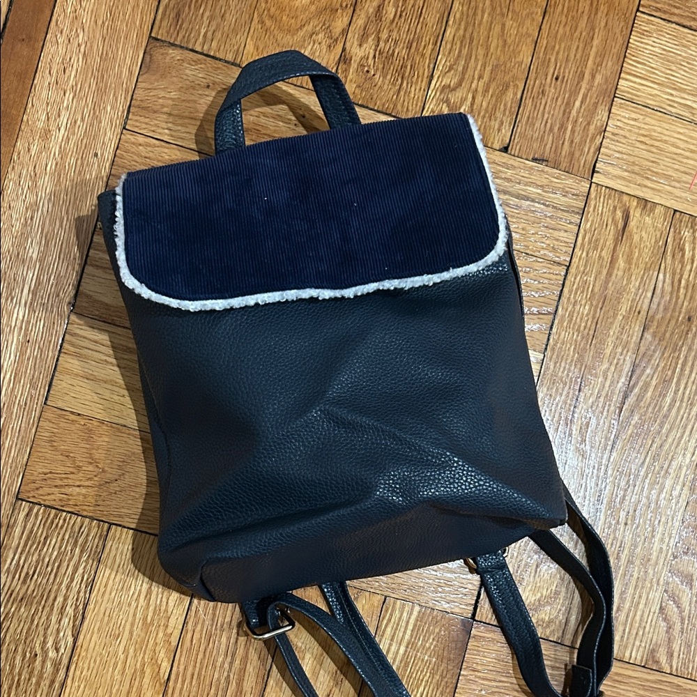 Navy Mini Backpack with White Trim